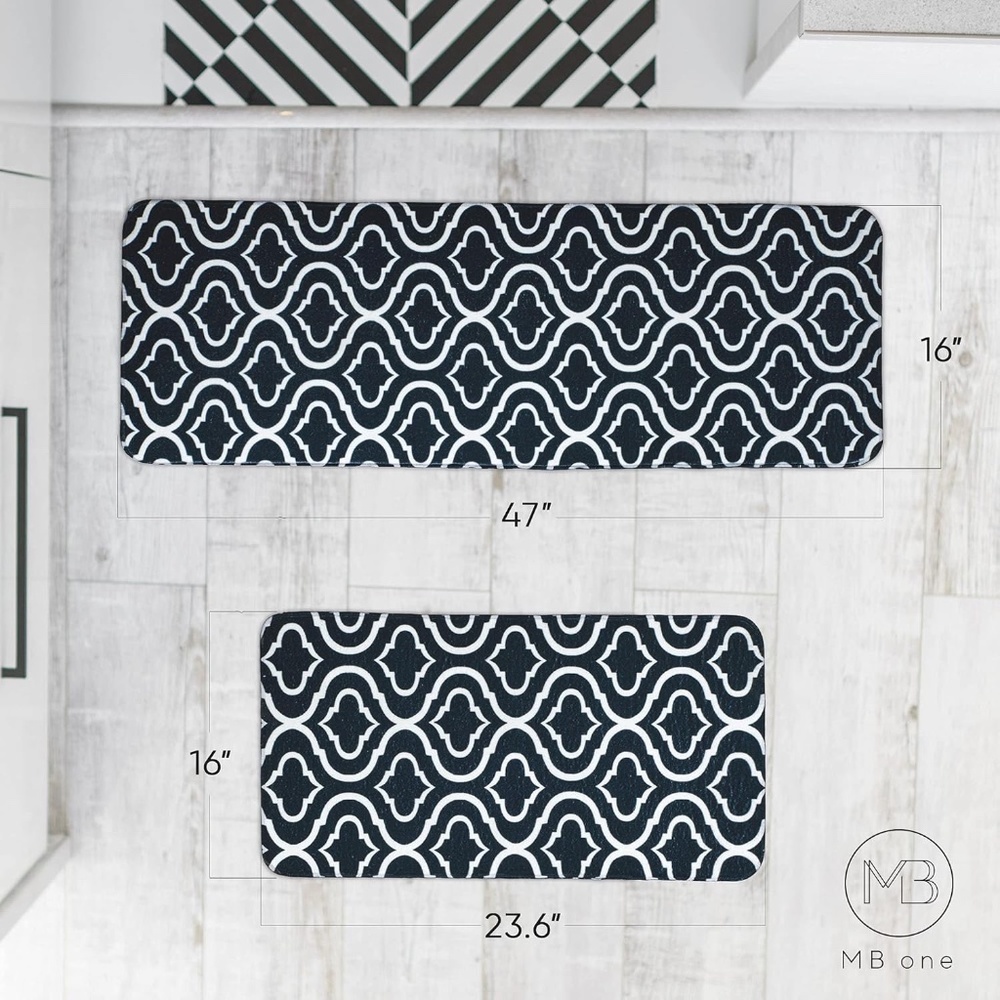 MB One Kitchen Rug 2 Pc Set, Floor Runners, Soft, Absorbent & Washable - Picture 3 of 9